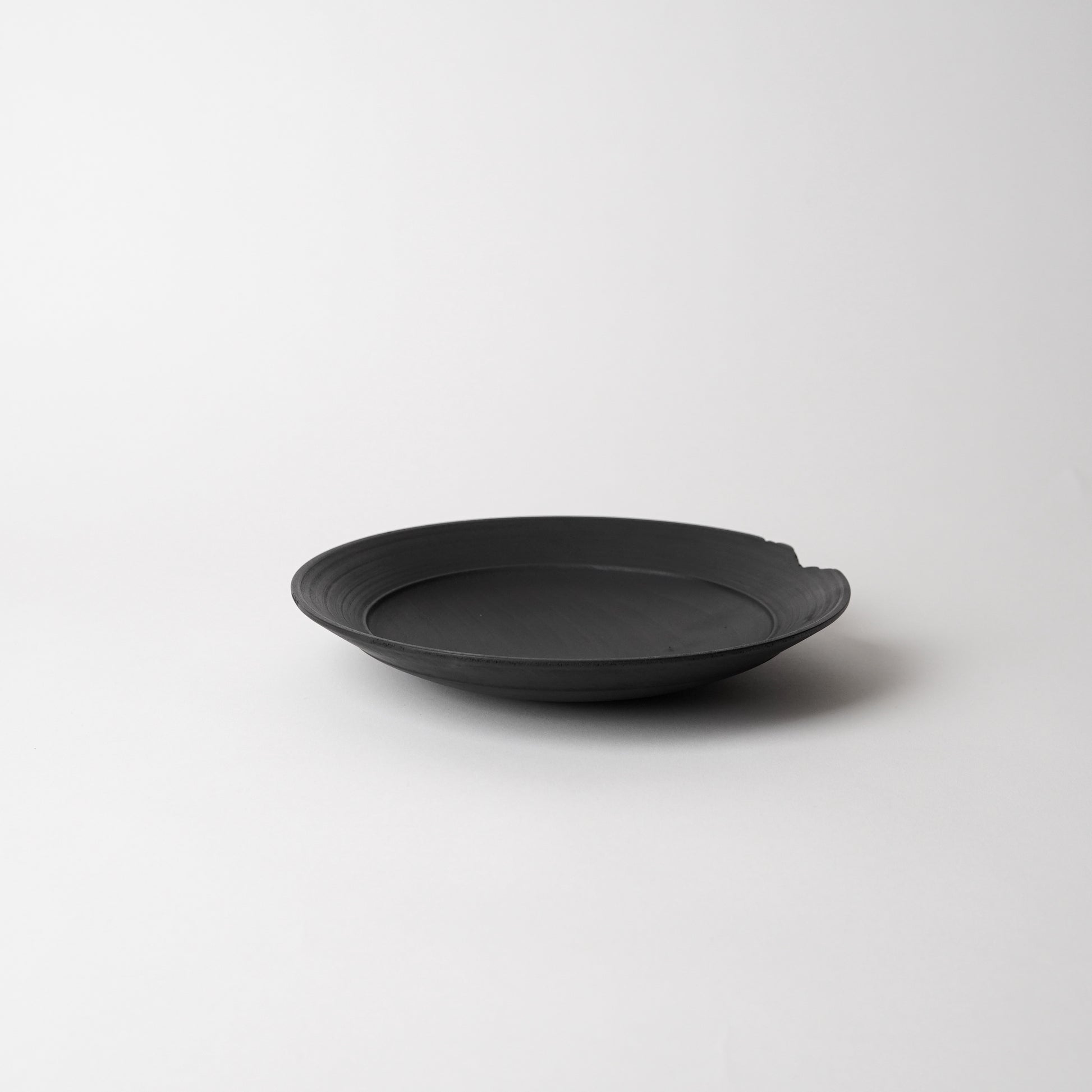 Black wooden bowl on a light gray background