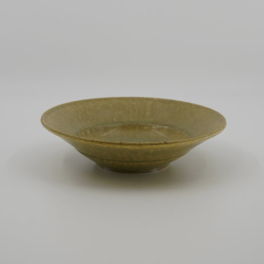 Green ceramic bowl on a white background
