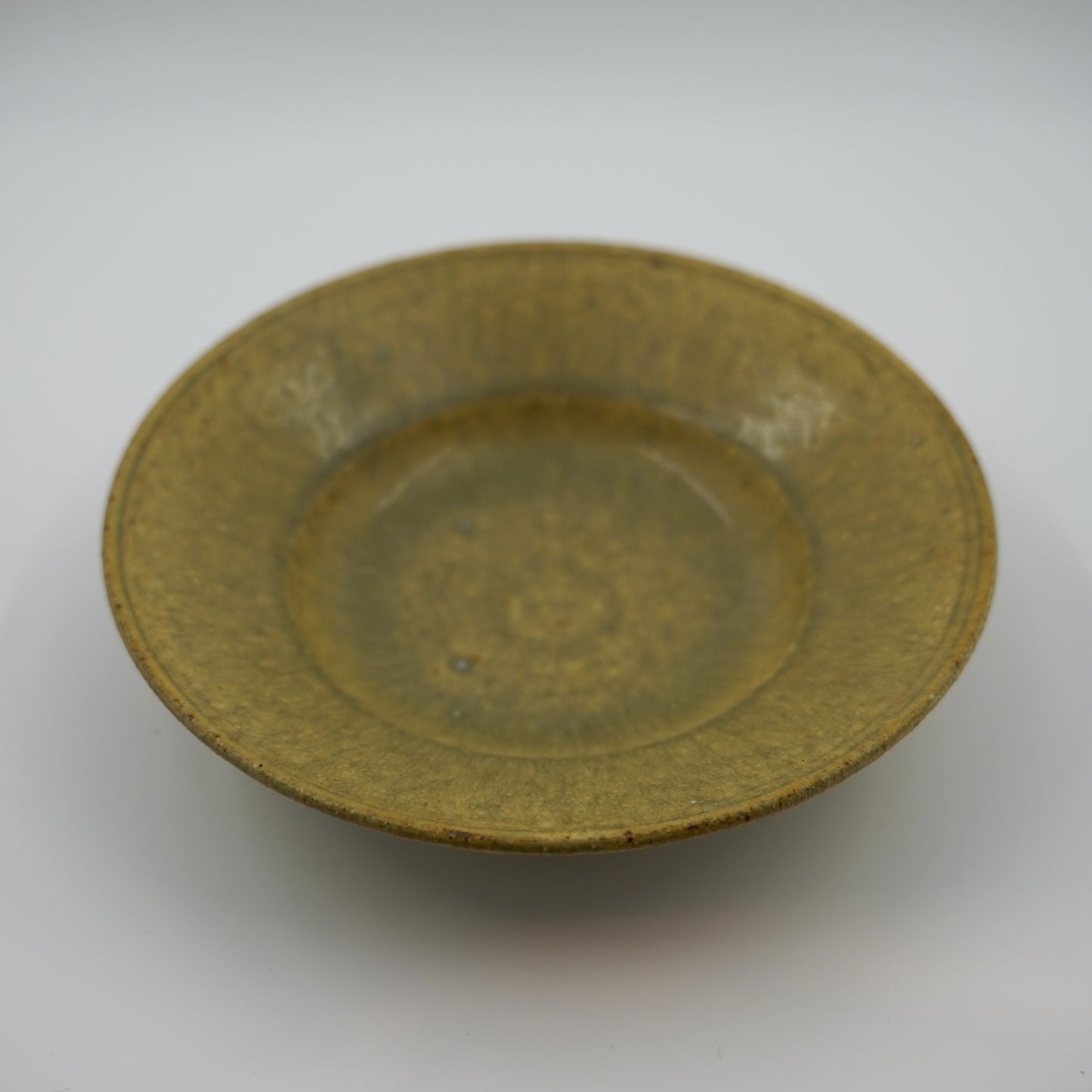 Green ceramic plate on a white background
