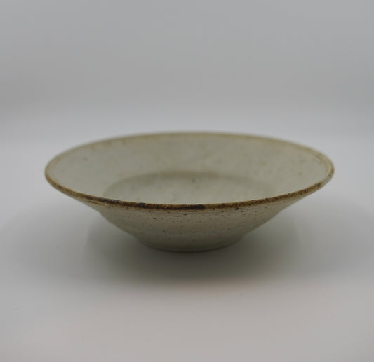 Ceramic bowl with speckled texture on a white background