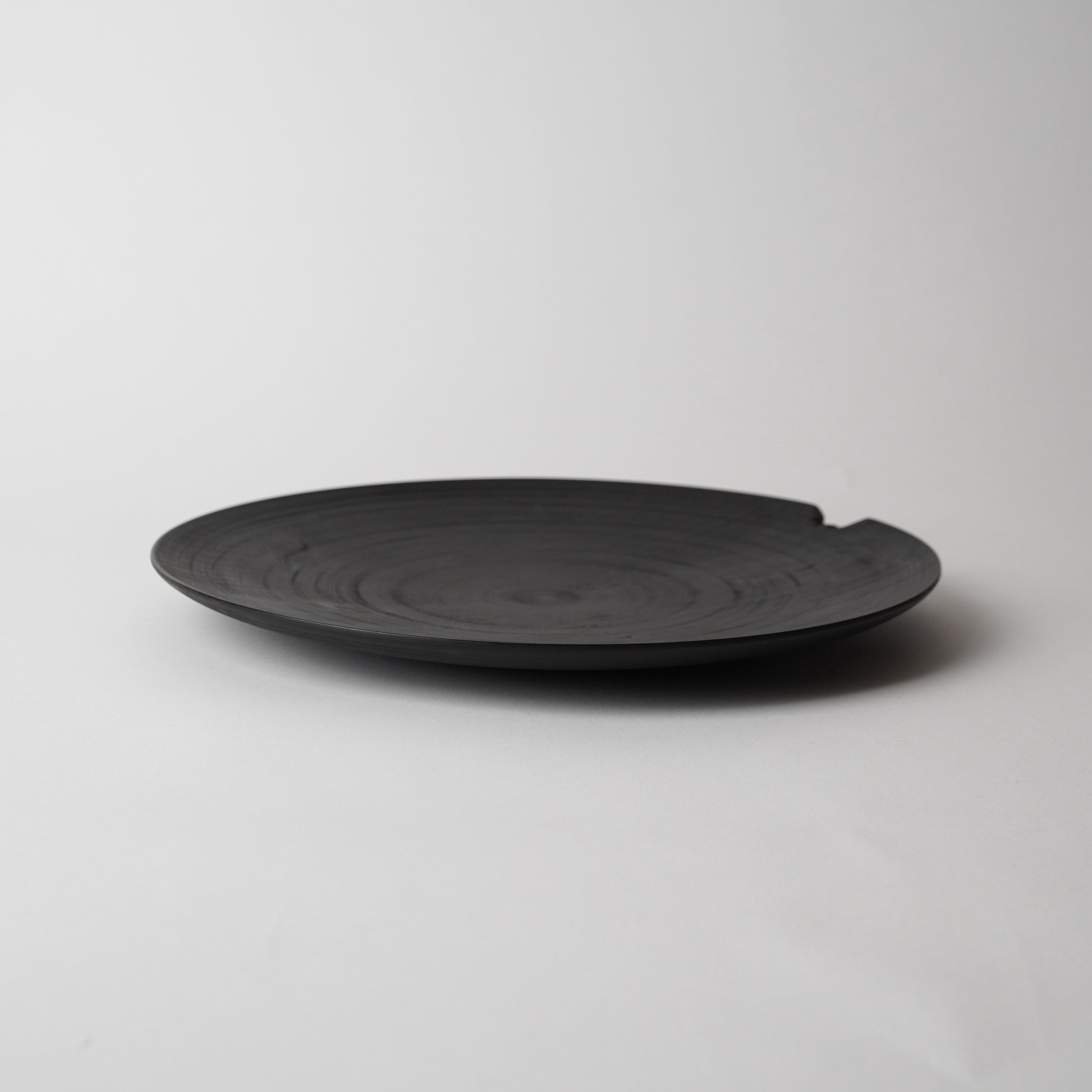 Black plate on a light gray background