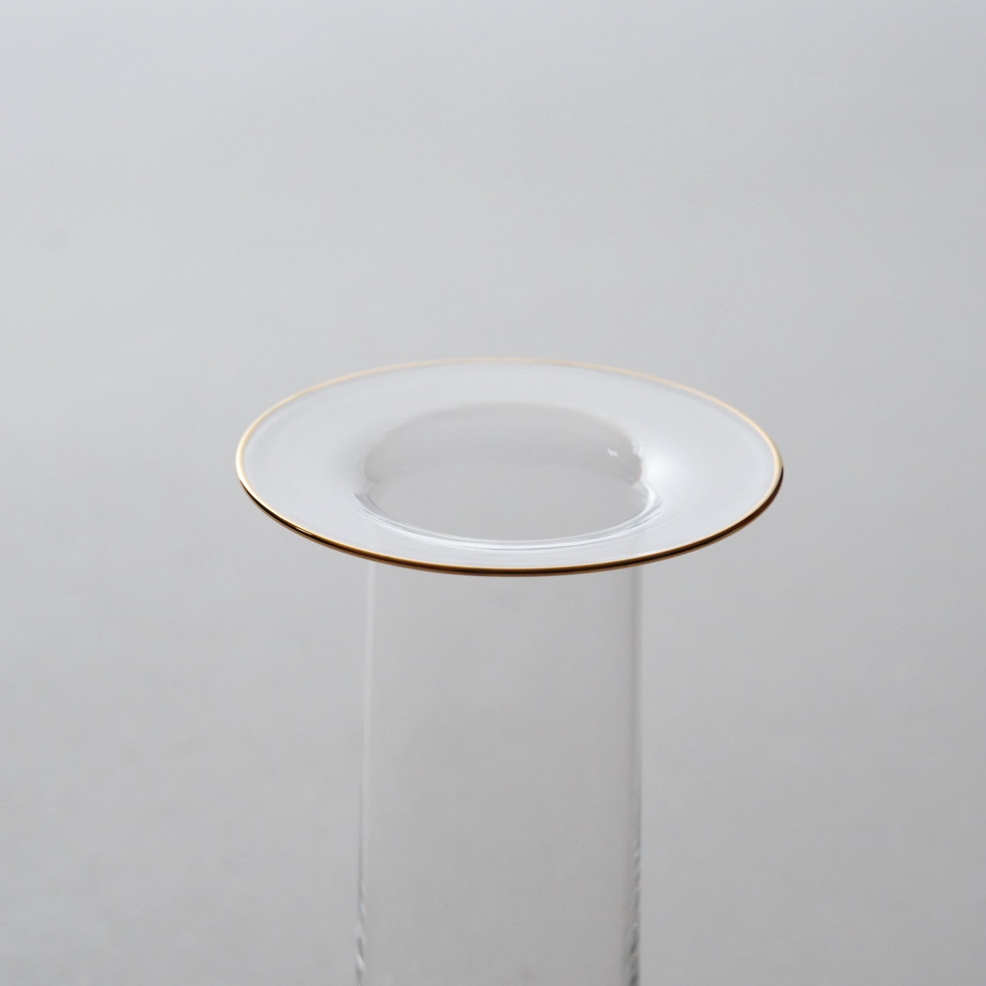 White plate with gold rim on a white background
